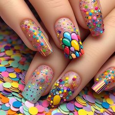 Birthday Nail Art, Confetti Nails, Manicure Inspiration, Trendy Nail Art Designs, Expecting Parents, Mixed Feelings, Nail Designs Glitter, Beautiful Nail Designs, Beach Nails