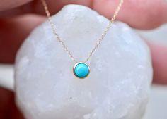 14k Gold Turquoise Necklace For Gift, December Birthstone Necklace, Dainty Pendant, Sleeping Beauty Turquoise, December Birthstone, Necklace Dainty, Dainty Ring, Birthstone Necklace, Blue Turquoise