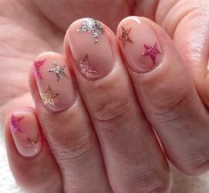 New Year's Eve Nails, Nye Nails, New Years Eve Nails, Star Nail Art, Minimal Nails, Star Nails, Minimalist Nails