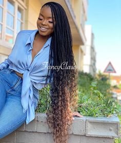 Braids Professional Look, Long Curly Knotless Braids, Leray Braids, Summer Hairstyles Black Women, Summer Hairstyles Curly, Curly Hair Summer, Lemonade Braids, Coi Leray, Big Box Braids Hairstyles