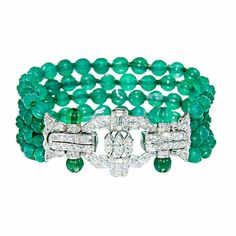 Waw!!! Bijoux Art Deco, Art Deco Emerald, Dior Dress, Emerald Bracelet, Emerald Bead, Best Diamond