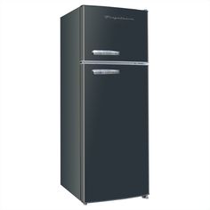 The Frigidaire 7.5 cu. ft. Retro Top-Freezer Refrigerator with Chrome Handles and Accents is the perfect size for smaller kitchens, office breakrooms, man caves and she sheds, or your basement rec room. It combines easy-to-use features with practical design to enhance your space. Frigidaire 7.5-cu ft Counter-depth Top-Freezer Refrigerator (Black) | EFR753-BLACK 2 Door Fridge, Door Apartment, Red Appliances, Refrigerator Black, Apartment Size Refrigerator, Retro Apartment, Retro Refrigerator, Door Fridge, Glass Refrigerator