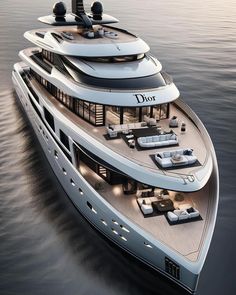 a large white boat floating on top of water