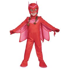 Join the nightime adventures of the PJ Masks kids in our Owlette Deluxe costume. Jumpsuit features attached boot covers, cape, pair of gloves and character headpiece. Pj Masks Owlette Costume, Owlette Costume, Glow Costume, Pj Masks Owlette, Red Superhero, Toddler Costumes Girl, Authentic Costumes, Halloween Costumes Kids, Costume Disney