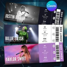 the concert ticket is designed to look like they are performing on stage with their name