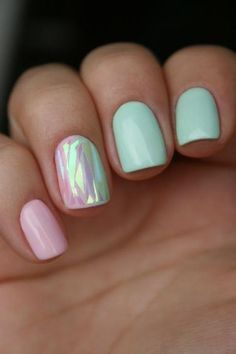 Pretty Pastel Nails, Gelish Nails Colors Summer 2024, Aqua Dip Nails, Aqua Nail Ideas, Summer Gel Nails Ideas Square, Pastel Dip Nails, Pastel Nails With Glitter, Nail Salon Nail Designs, Pastel Nails Short