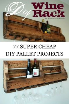 wine rack made out of pallet wood with the words diy rack on it