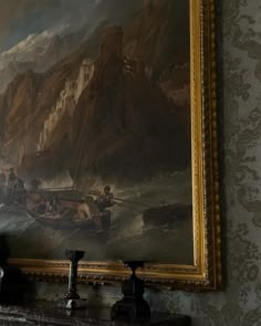 there is a painting on the wall in this room