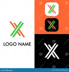 the letter x logo is made up of different colors and shapes, including diagonals