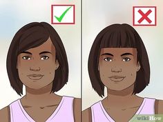 How to Decide if You Should Get Bangs or Not: 14 Steps Hair Lengths For Face Shape Round, Short A Line Bob With Bangs, How To Do Side Bangs, How To Layer Short Hair, Growing Bangs Out, Side Bangs Aesthetic, Bangs With Long Hair Round Face, Square Face With Bangs, How To Fake Bangs