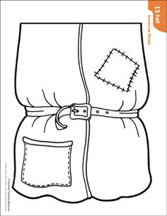 a coloring page with an image of a jacket on the front, and a pocket in the back