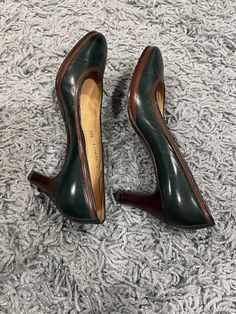 Classic: BALLY of Switzerland all Leather.Dark Green/ Brown/Black Luxury Quality Premium Quality Soft Leather molds to your foot and delivers greatest comfort. These heels are a classic design forever style. Preloved and in great condition If you wear 2 3/4" Heels in 6.5N these are a great choice for your collection. Styles well with Black or brown Vintage Made in Switzerland Smoke free home Heeled Pumps, Womens Pumps, Black Luxury, Brown Vintage, Feb 7, Green Brown, Green And Brown, Women's Pumps, Pumps Heels