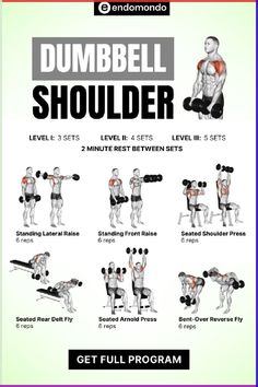 the dumbbell shoulder workout poster shows how to do it and what you can do