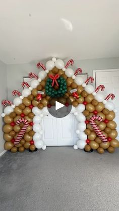 a house made out of balloons and candy canes