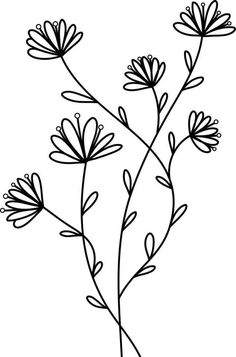 flowers are drawn in black and white on a white background, it looks like they have long stems