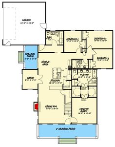 the first floor plan for this house shows the living room and dining area, as well as