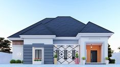 Ground floor: 3bedroom's. All in ensuit, living room,kitchen,store and visitor's toilet. Concrete Swimming Pool, Modern Bungalow House Design, 3 Bedroom Bungalow, House Fence, Lucky Wallpaper, Mercy Me, House Fence Design, Duplex Design, Best Modern House Design