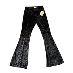 Altar'd State Crushed Velvet Flare Pants Stretch Y2k Women's M. Nwt Black Sparkle Flare Pants, Altard State Flare Jeans, Black Bell Bottom Jeans, Black Velvet Flare Pants, Altars State, Black Bell Bottom, Printed Bell Bottoms, Altard State Tops, Velvet Flare Pants