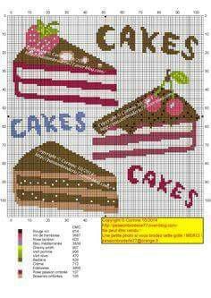 a cross stitch pattern with cakes on it