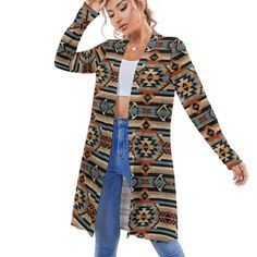 Paseo Road Aztec Cardigan 
⚡Use code PIN15 at checkout for 15% off! ⚡ www.baharanchwesternwear.com #fallfashion #fall #fallweather #fallwesternoutfit #falloutfit #western #cowgirl #pullover #aztec #aztecprint #aztectop #fallwesternoutfit Aztec Cardigan, Loose Cardigan, Cowboy Outfits, Plus Size Tees, Cardigan Style