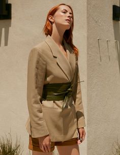 Classic Belted Formal Outerwear, Formal Leather Belted Outerwear, Beige Leather Outerwear For Formal Occasions, Beige Leather Blazer For Office, Formal Beige Belted Blazer, What Is Fashion, Retro Jacket, Terms And Conditions, Leather Cleaning