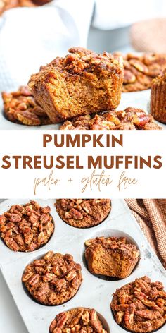 pumpkin streusel muffins with text overlay