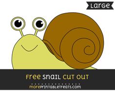 a snail with large eyes and the words free small cut out