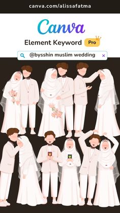 an image of a wedding party with the text canva element keyword pro