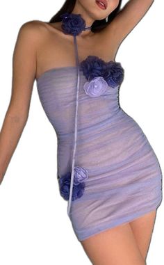 Stretch Strapless Dress For Summer Prom, Summer Stretch Strapless Dress For Prom, Summer Stretch Strapless Prom Dress, Sheer Strapless Sleeveless Party Dress, Summer Halter Neck Bodycon Dress For Prom, Sheer Sleeveless Mini Dress For Prom, Sleeveless Sheer Mini Dress For Prom, Summer Stretch Mini Dress For Prom, Purple Strapless Bodycon Dress