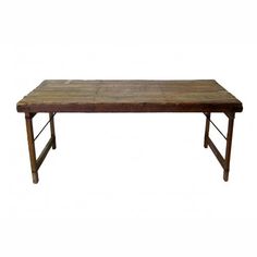 a wooden table sitting on top of a white background