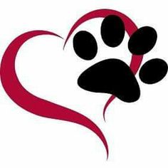 a heart shaped paw print with an image of a dog's paw in the shape of a heart