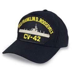 NAVY USS FRANKLIN D ROOSEVELT CV -42 1 Franklin D. Roosevelt, Military Hats, Franklin D Roosevelt, Military Pride, Navy Hats, Military Hat, Navy Man, Cat Hat, Navy Ships