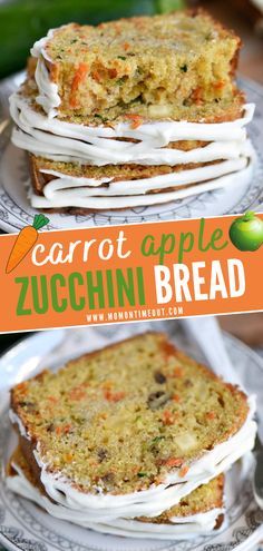 carrot apple zucchini bread on a plate