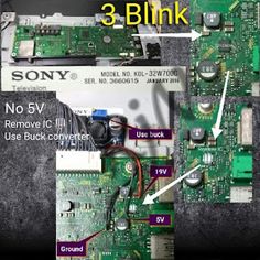 the inside of a computer motherboard with three wires connected to it and labeled in red