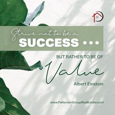 there is a green plant with leaves on it and the words shine at the success but rather to be of value