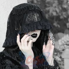 Mystic Classical Gothic Elegance Dark Lace Headband Head Veil Styl Goth, Beaded Veils, By Any Means Necessary, Romantic Goth, Gothic Girls, Fantasy Fashion