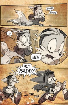 a comic strip with an image of tails talking to each other