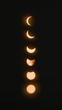 the moon is seen through several different phases