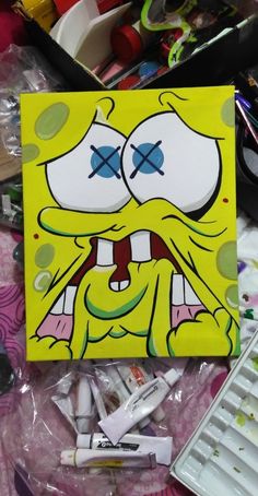 an image of a spongebob painting on the table