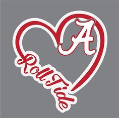 the university of alabama logo in a heart shape with the word'a'on it