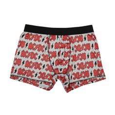 Step into the rock and roll spirit with this 3-pair pack of men's ACDC boxer briefs. These boxers showcase iconic album art and the band's logo in shades of black, white, and red. Crafted from 83% polyester, 9% recycled polyester, and 8% spandex brush jersey, these boxers provide a comfortable and sustainable fit. Machine washable on cold with like colors and tumble dryable on low heat, these officially licensed boxers come with a soft elastic waistband for added comfort. Summer Streetwear Letter Print Boxer Briefs, Casual Cheap Boxer Briefs With Graphic Print, Fitted Black Boxer Briefs With Graphic Print, Cotton Boxer Briefs With Graphic Print For Streetwear, Acdc Albums, Streetwear Cotton Boxer Briefs With Graphic Print, Black Cotton Boxer Briefs With Graphic Print, Cotton Boxer Briefs Multi-pack, Short Style, Multi-pack Short Boxer Briefs