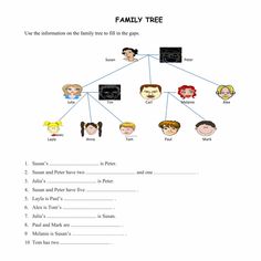 the family tree is shown in this worksheet