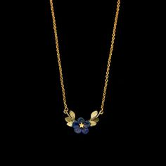 This Michael Michaud blue violet necklace captures the beauty of this flower. This blue violet necklace features a single flower. Blue Flower Petals, Violet Necklace, Michael Michaud, Dark Blue Flowers, Plant Jewelry, Green Patina, Flower Leaves, Cast Glass, Bronze Jewelry