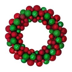 a red and green christmas wreath on a white background with space for the letter o