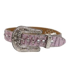 Style number: N4411030 Girls horseshoe concho belt Pink sequins along belt Removable rhinestone buckle 1 1/4" width Bb Belts, Belts Aesthetic, Studded Belts, Dr Wardrobe, Bling Belts, Boots Store, Pink Belt, Avatar Ideas, Concho Belt