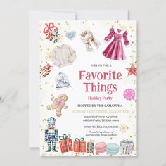 Favorite Things Christmas Holidays Family Party Invitation Christmas Holiday Favorite Things Party Invitation Hosting Holiday Party, Christmas Brunch, Happy Party, Family Party