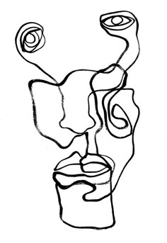 a black and white drawing of a face