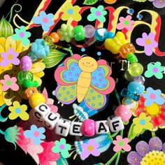 you need this friendly reminder that you look cute af today! 🥰 details ❥ approximately 6.5 inches & super stretchy 🐛 ❥ can be adjusted to your sizing :) 🌈 ❥ want this same design but want it to say something else? i can do that ⚡️ Kawaii Bracelet, Bracelet Y2k, Diy Kandi, Kandi Ideas