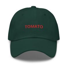 From last summer's collab with Produce Parties' Red Curved Brim Dad Hat For Summer, Red Casual Dad Hat For Summer, Casual Red Dad Hat For Summer, Health Goth, Food Accessories, Food Clothes, Embroidered Caps, Camo Colors, Bone Broth