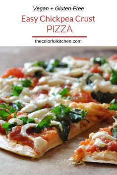 an easy chicken crust pizza with spinach and cheese